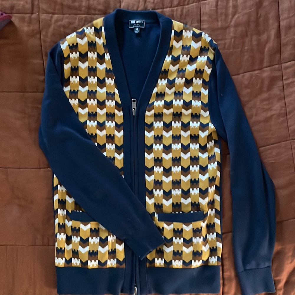 Todd Snyder Merino Cardigan in Navy Blue